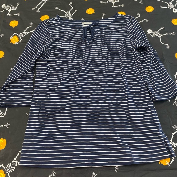 Columbia omni wick navy blue white striped 3/4 sleeve top womens medium - Picture 1 of 3